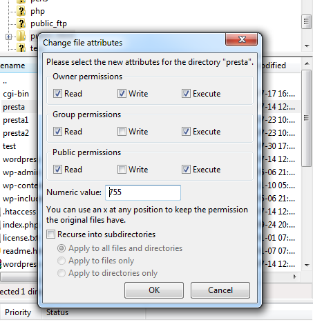 file permissions linux filezilla
